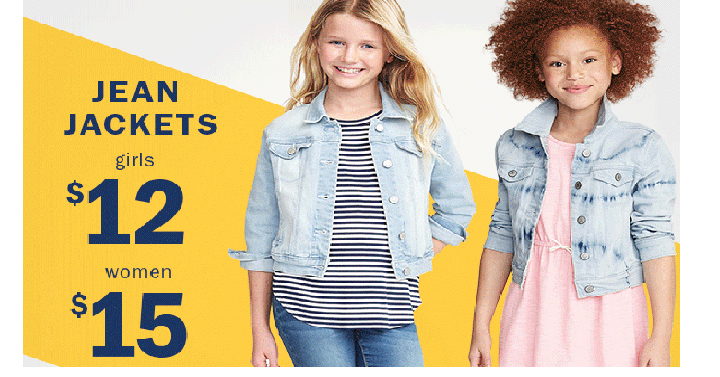 Old Navy: Jean Jacket for Women Only $15, Girls Only $12! Today, August 27th Only!