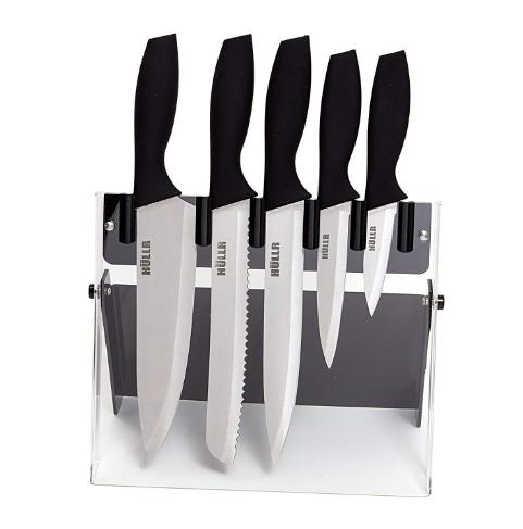 HULLR Stainless Steel Kitchen Knife Set With Acrylic Stand – Only $7.99!