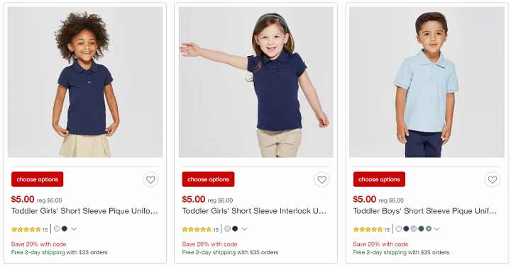 Target: Save Additional 20% Off School Uniforms! Prices Start at $3.80 Each!