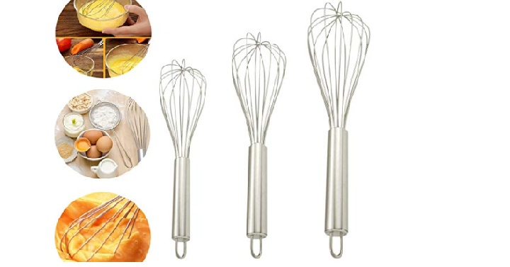 Philonext Stainless Steel Kitchen Whisks (Set of 3) Only $7.99!