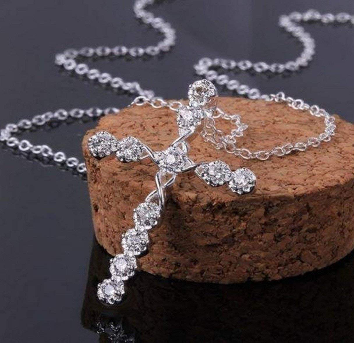 Beautiful Silver Chrystal Cross Pendant Just $1.30 + FREE Shipping!