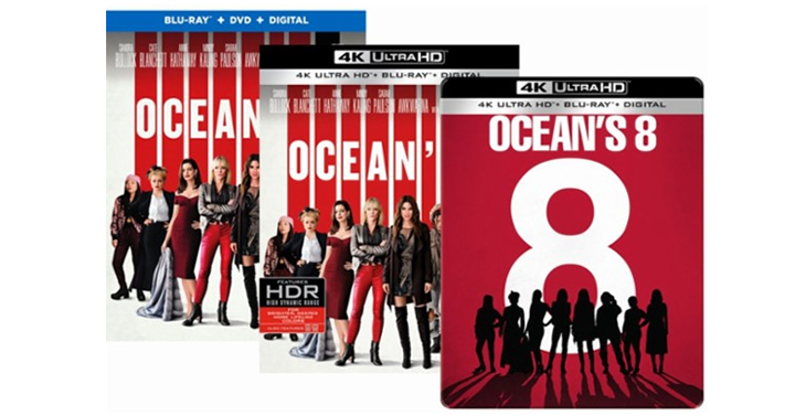 Save on Ocean’s 8 on Blu-ray/DVD/digital, 4K Blu-ray/Blu-ray/digital or 4K Blu-ray/Blu-ray SteelBook!