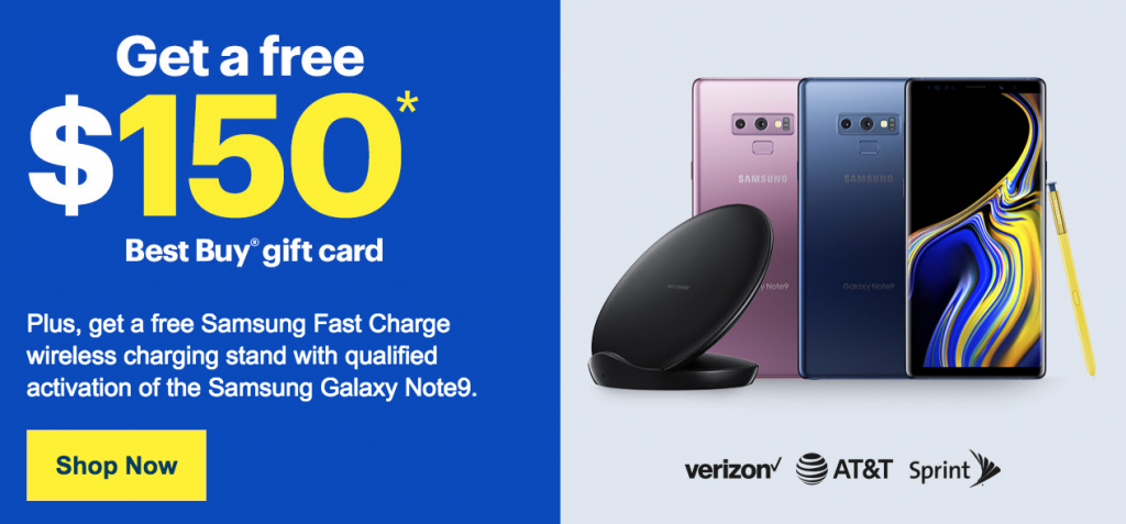Best Buy: FREE $150 Gift Card & FREE Gift With Purchase of Samsung Glaxay Note9!