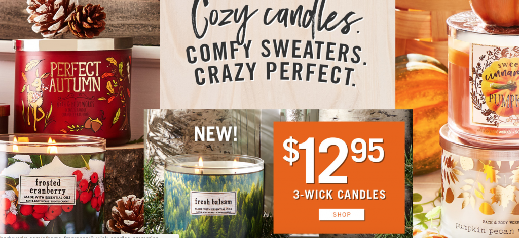 Bath & Body Works: 3-Wick Candles Just $12.95! Plus 20% Off Your Entire Purchase!