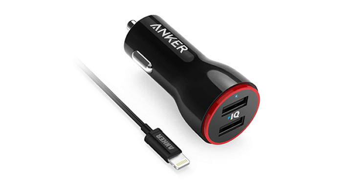 Anker 24W Dual USB Car Charger PowerDrive 2 + 3ft Lightning to USB Cable Combo – Just $11.49!