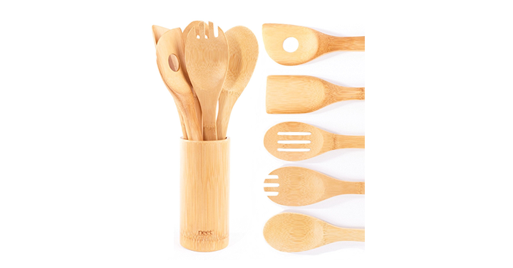 Organic Wooden Bamboo Cooking & Serving Utensils – 6 piece set – Just $11.95!