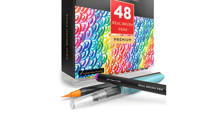Arteza Real Brush Pens, 48 Colors for Watercolor Painting – Just $26.59!