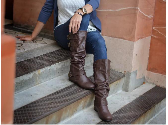 Buckle Slouch Low-Wedge Boot – Only $29.99!