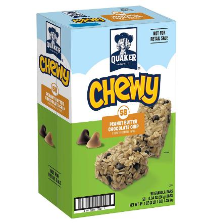 Quaker Chewy Granola Bars, Peanut Butter Chocolate Chip, 58 Count – Only $10.29!