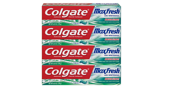 Colgate Max Fresh Whitening Toothpaste with Breath Strips (4 Count) Only $6.06 Shipped!