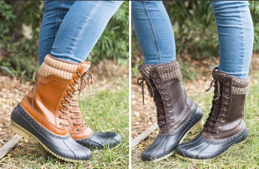 Top Knit Lace-Up Duck Rain Boots – Only $32.99!