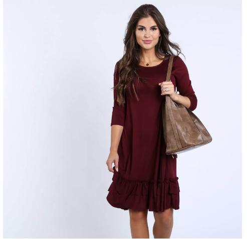 Fall Ruffle Dress – Only $18.99!
