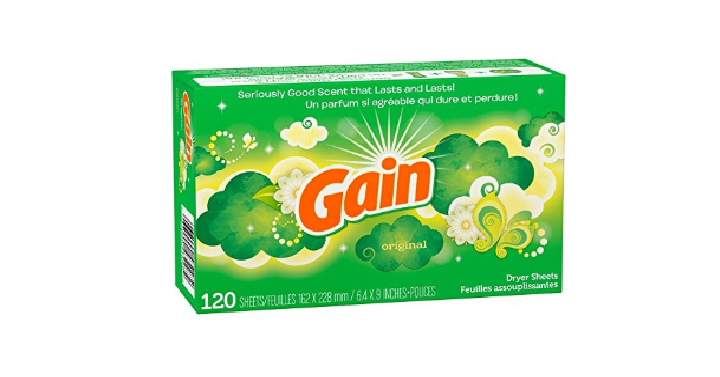 Gain Original Dryer Sheets, 120 Count Only $2.56!