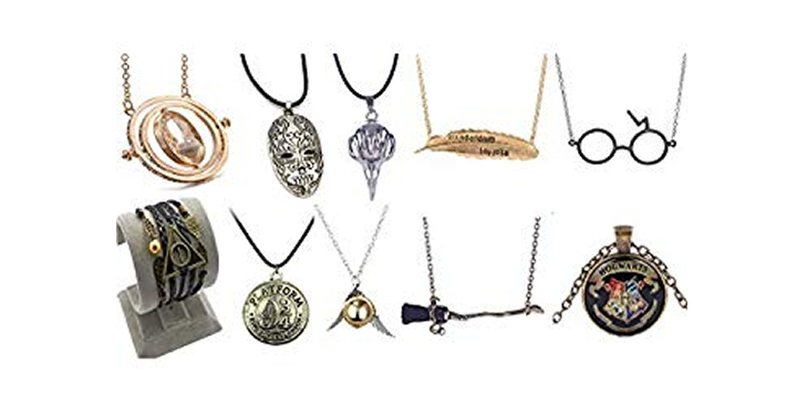 10 Pack Harry Potter Pendant Necklaces – Time Turner, Deathly Hallows, Golden Snitch, more – Just $21.99!