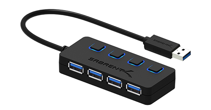 Sabrent 4-Port USB 3.0 Hub with Individual Power Switches and LEDs – Just $5.89!