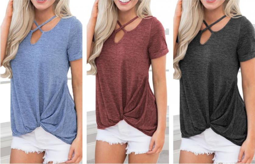 Heathered Knot Hem Top – Only $15.99!