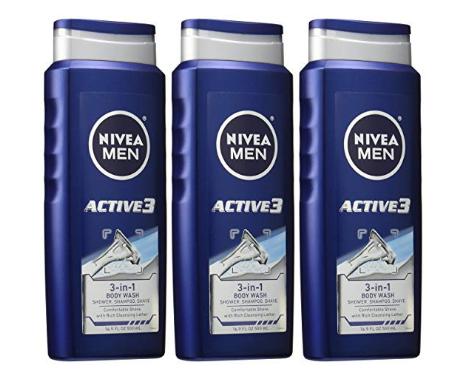 NIVEA Men Shower and Shave 3-in-1 Body Wash 16.9 Fluid Ounce (Pack of 3) – Only $8!