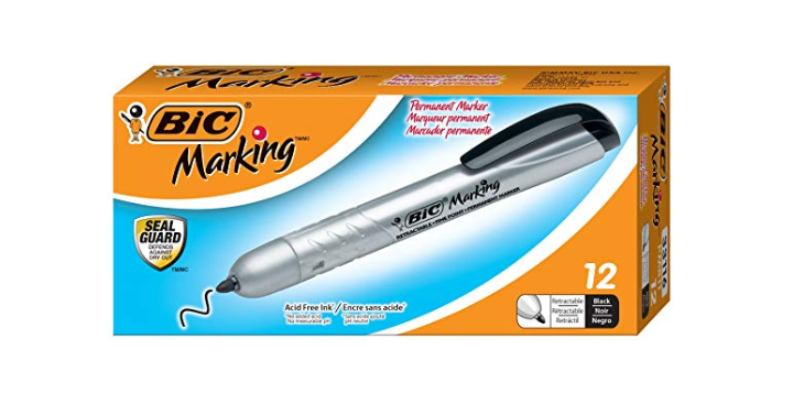 BIC Marking Retractable Permanent Marker, Fine Point, Black, 12-Count Only $3.98! (Reg. $12)