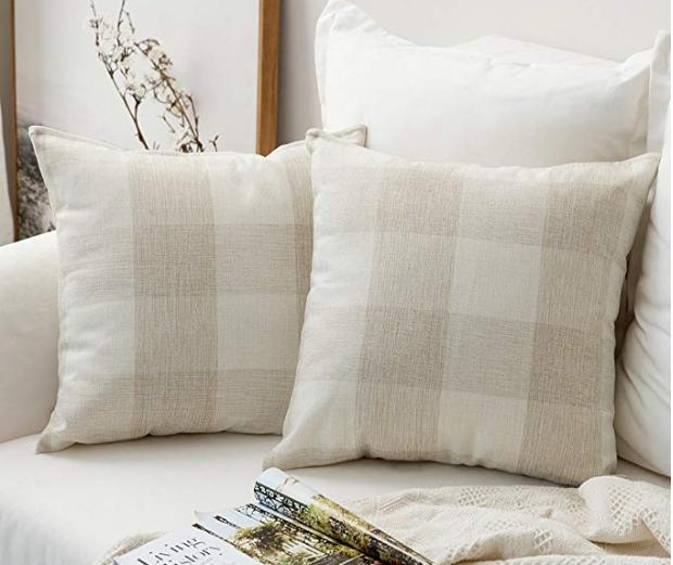 Classic Checkered/Plaid Decorative Square Throw Pillow Covers (Set of 2) – Only $11.99!