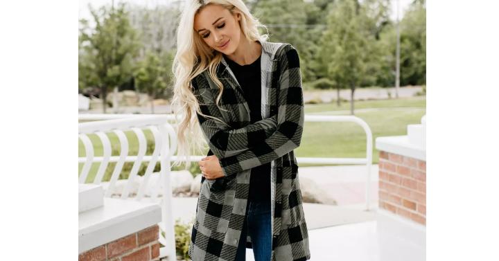 Checkered Button Up Cardigan – Only $24.99!
