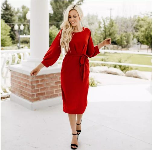 Puff Sleeve Pencil Dress – Only $24.99!