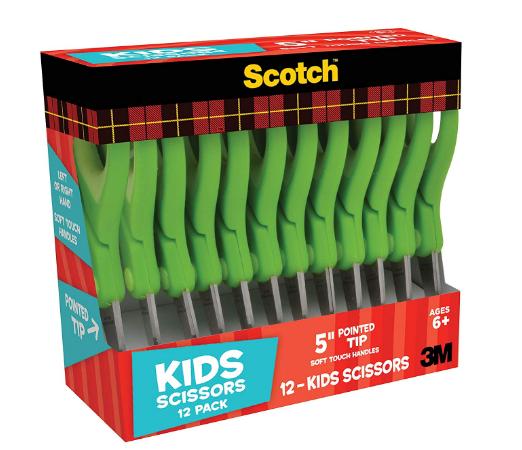 Scotch 5-Inch Soft Touch Pointed Kid Scissors (12 Pack) – Only $6.71!