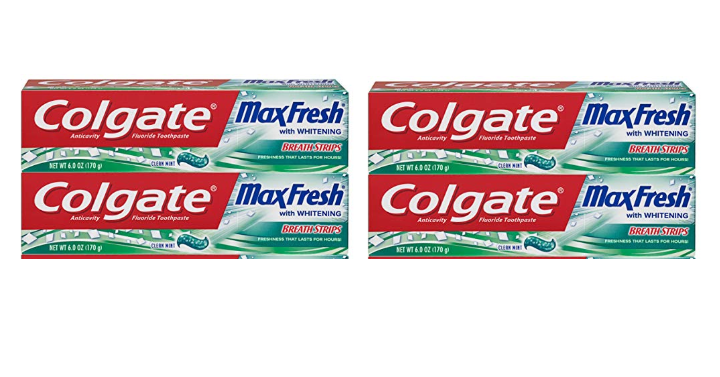 Colgate Max Fresh Whitening Toothpaste with Breath Strips  (4 Count) Only $5.98 Shipped!