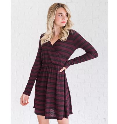 Fall Stripe Wrap Dress – Only $18.99!