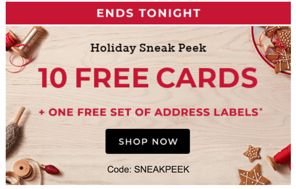 Shutterfly: 10 FREE Holiday Cards & One Set Of Address Labels Today Only!