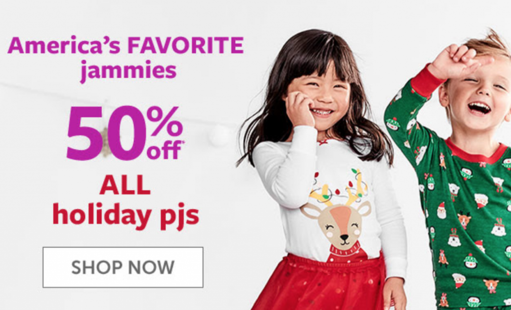 Carters: 50% Off ALL Holiday PJ’s! Plus, 20% Off Orders of $40 Or More!