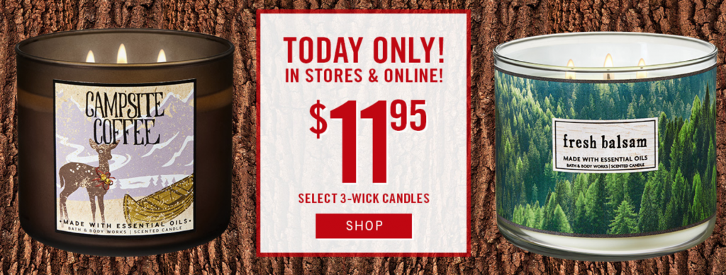 Bath & Body Works: $11.95 3-Wick Candles Today Only! Plus, $1.00 Shipping On Orders Of $30 Or More!