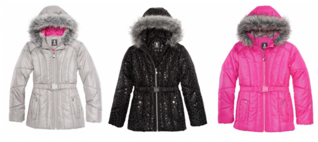 Big Girls Hooded Metallic-Print Puffer Jacket with Faux-Fur Trim Just $24.99! (Reg. $85.00)