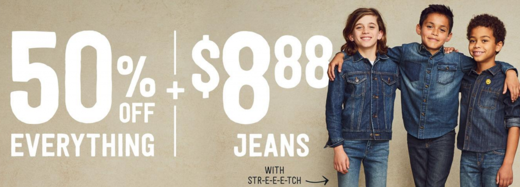 50% Off Everything & $8.88 Jeans At Crazy 8!