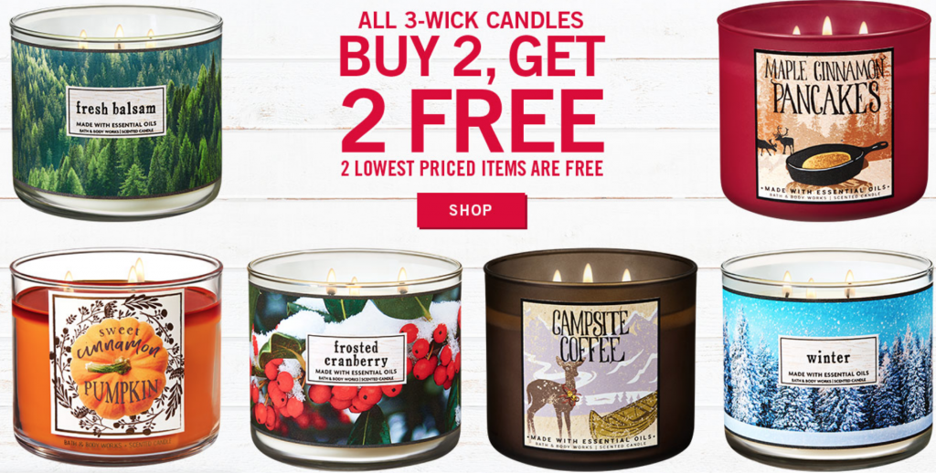 Bath & Body Works: Buy 2 3-Wick Candles Get 2 FREE! Plus, $10 Off Orders of $30!