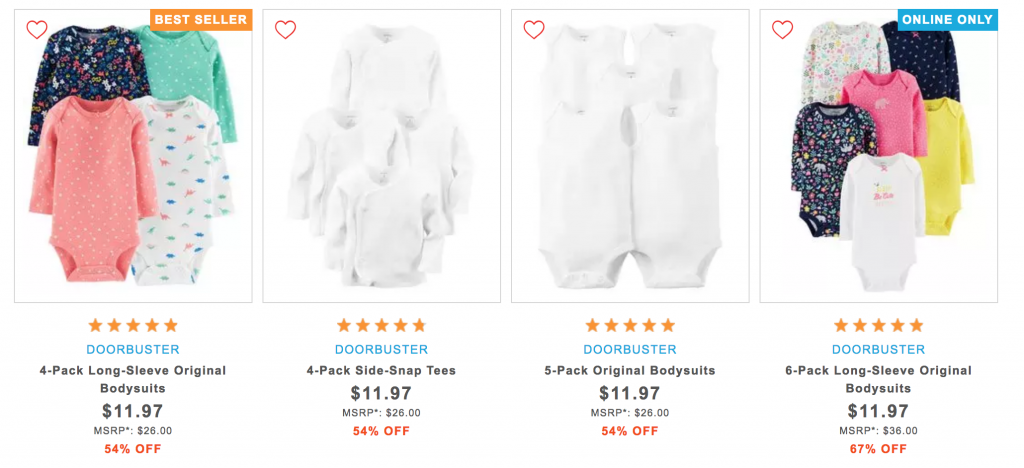 Carters Daily Deals Are Back! $11.97 Muli-Pack Body Suits Today Only!