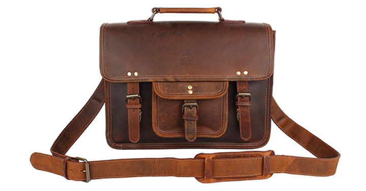 15 Inch Leather Vintage Rustic Crossbody Messenger Satchel/Bag – Just $67.49!