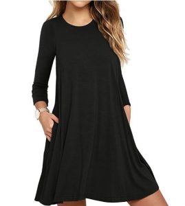 Muhadrs Women’s Long Sleeve/Sleeveless Casual Loose Swing T-Shirt Dress – $9.99