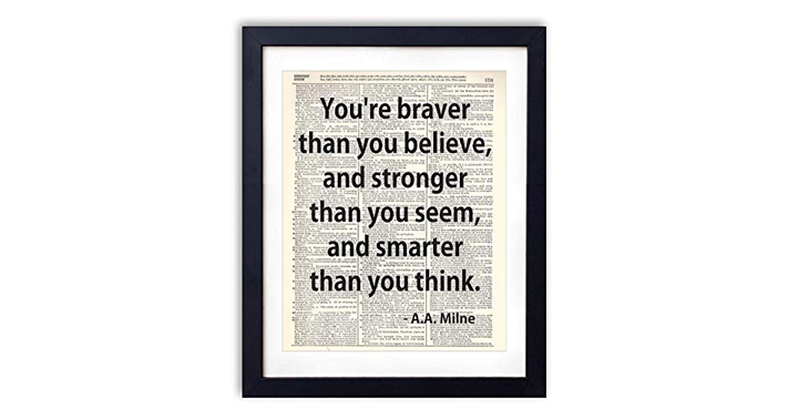 You’re Braver Than You Believe Typography Upcycled Vintage Dictionary Art Print 8×10 – Just $10.25!