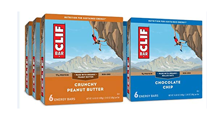 CLIF ENERGY BAR – Chocolate Chip and Crunchy Peanut Butter – (2.4 oz, 6 Count, 6 Pack) – Just $22.53!