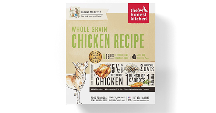 Honest Kitchen The Human Grade Dehydrated Organic Grain Chicken Dog Food, 4 lb – Revel – Just $19.98!