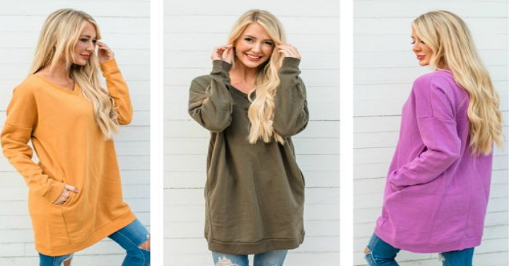 Cozy V-Neck Sweatshirt – 8 Colors! Only $14.99! (Reg. $40)