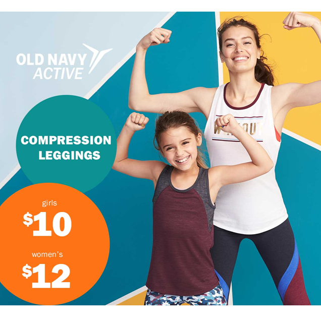 Old Navy: Compression Leggings Only $10 For Girls & $12 For Women!