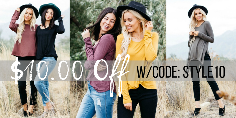 Style Steals at Cents of Style! Fun Fall Tops – $10.00 Off! FREE SHIPPING!