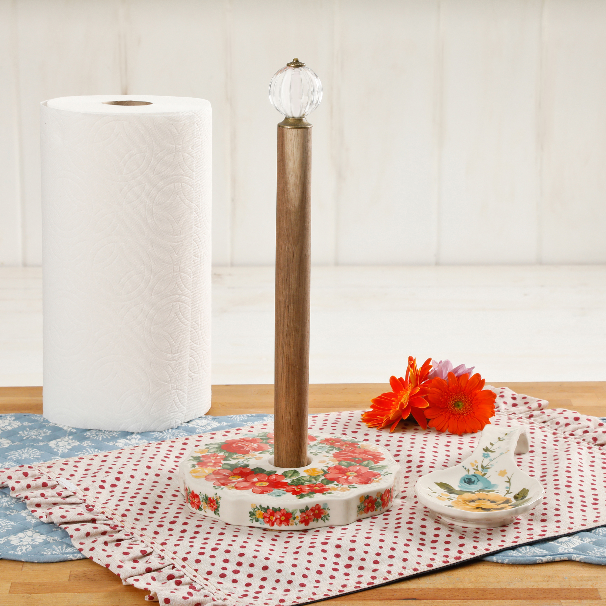Pioneer Woman Vintage Floral Paper Towel Holder + Spoon Rest Only $18.66! (Reg $27.05)