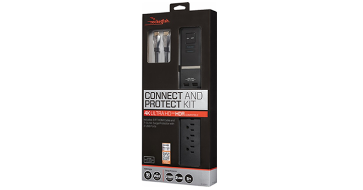 Rocketfish 7-Outlet/2-USB Surge Protector with 8′ 4K UltraHD, In-Wall Certified HDMI Cable – Just $24.99!