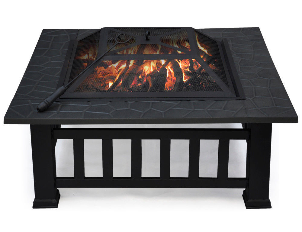 Square Patio/Deck Fire Pit Table With Screen Cover—$54.99!