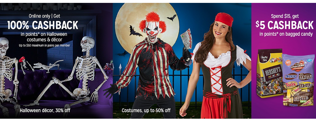 100% Back in Points on Halloween Decor and Costumes + $5 Back in Points on Candy!