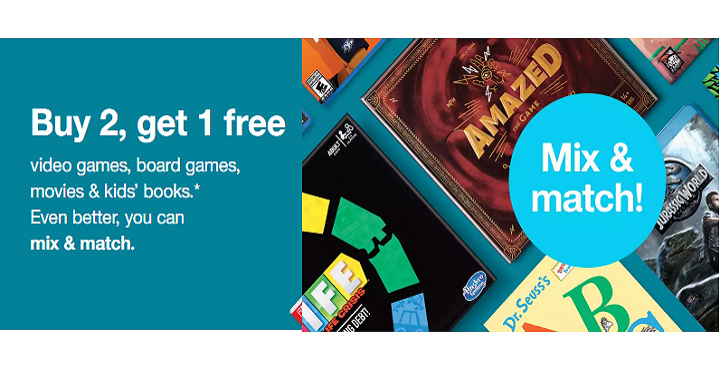 Target: Buy 2 Get 1 FREE on Video Games, Board Games, Movies & Kids Books!
