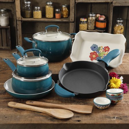 Walmart: The Pioneer Woman Dazzling Dahlias 17-Piece Combo Cookware Set Only $59.00! (Reg $119)