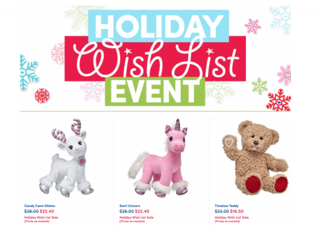 Build-A-Bear Holiday Wish List Event! Save Up To 50% Off!